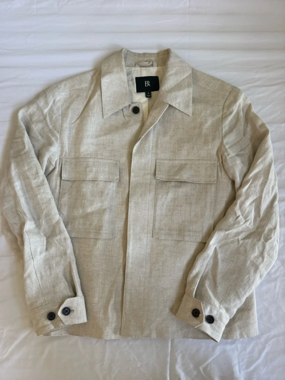 Handsome Banana Republic Beige Linen-Blend Shirt Jacket Men’s Small